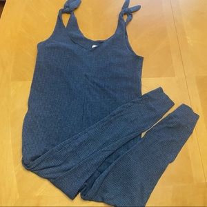 Smash + Tess Charcoal Ribbed Tie Romper